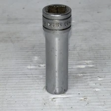 Vintage Snap-On SFS121 3/8" Drive 6-Point SAE 3/8" Drive Chrome Deep Socket