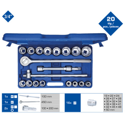 Brilliant Tools 3/4 Steckschlüssel-Satz 20-tlg 