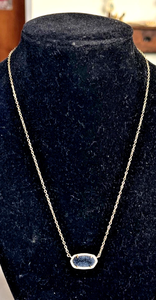 Collar Colgante Kendra Scott 16" Negro Druzy Y Chapado en Rodio Tono Plata Foto 2 de 4