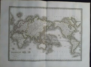 Détails Sur Carte Géographique Ancienne Mappe Monde Mercator Grand Format 1832 Atlas