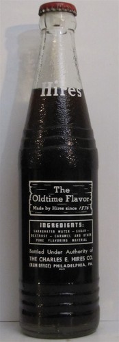 Hires (1876) Root Beer (FULL) ACL Soda Bottle 10oz. 1956 Philadelphia, PA. - Picture 2 of 3