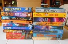 16X Vintage 80s/90s+ SCIENCE FICTION FANTASY HARDCOVER BOOK LOT! ENDER'S WAR TOR