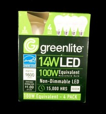 Greenlite 14W LED 100W Equivalent 4 Pack Lightbulbs