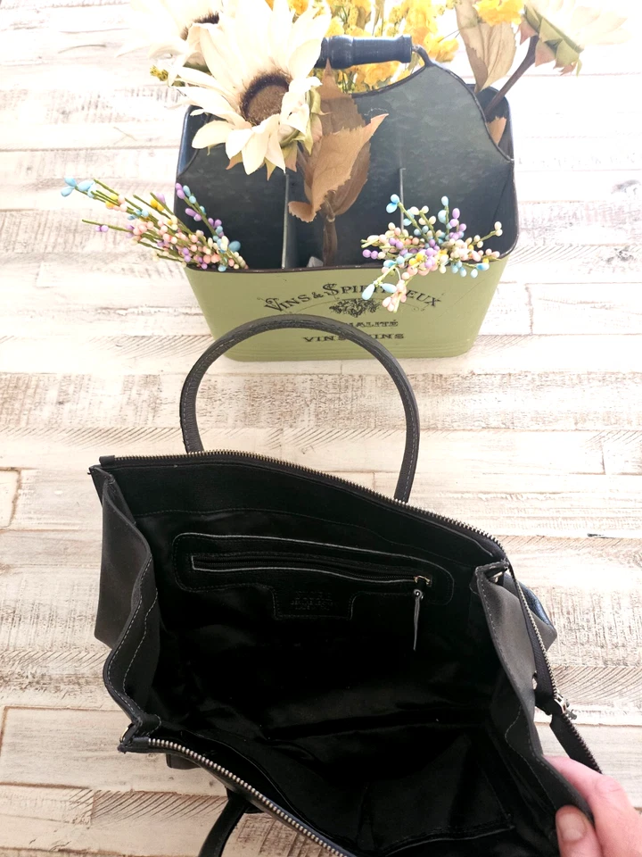 Bolso de mano Fiore de cuero negro ¡BONITO! Foto 4 de 4