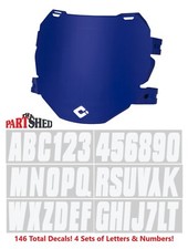ODI Blue Number Plate With 3" White Number Letter Decal Sheet Pack of 4
