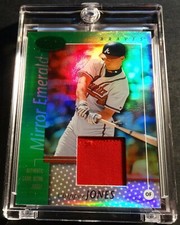 2002 CHIPPER JONES LEAF CERTIFIED MIRROR EMERALD JERSEY CHUNK #96 BRAVES 4/5