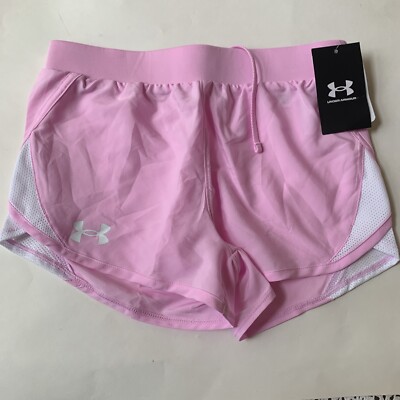 Under Armour Fly By athletic shorts NWT girls' M YMD pink white