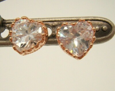 VINTAGE FZN 925 STERLING SILVER ROSE GOLD PLATED W/ CZ HEART
