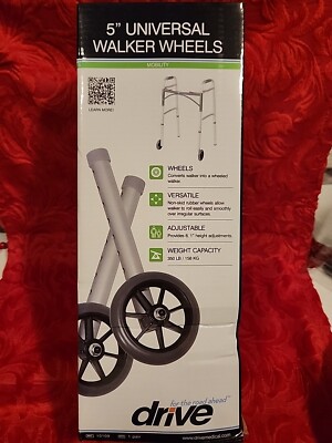 DRIVE 5'' UNIVERSAL WALKER WHEELS Adjustable Non Skid New In Box