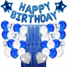 Decoraciones Fiesta Cumpleaños para Niños Niños Globos Azules Feliz Cumpleaños Banner