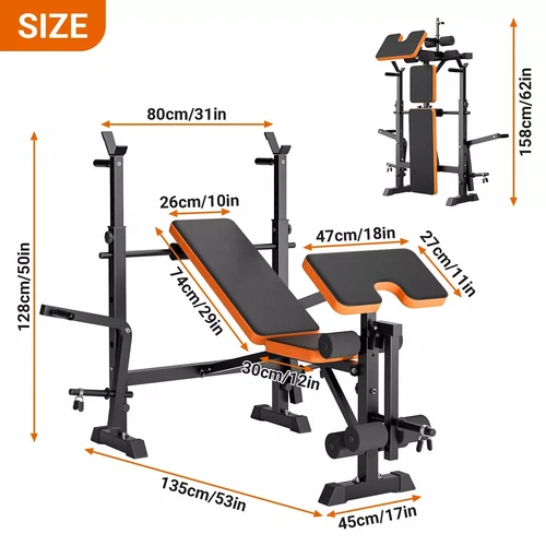 Multi Exercise Adjustable Folding Fitness Workout Bench with 7 Positions Fitness - Picture 46 of 51