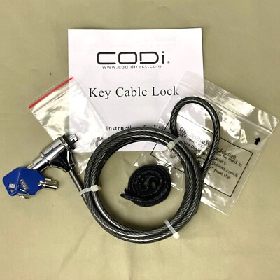 Laptop Key Cable CODI Security Lock Kit 6.5ft 4mm Galvanized Steel