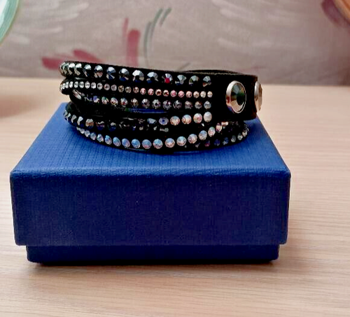 Swarovski Slake Deluxe Crystal Faux Suede Double Wrap Bracelet