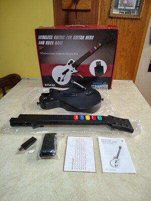 KT612A Wireless Game Guitar for PC & PS3 Rockband and Guitar Hero Black New     