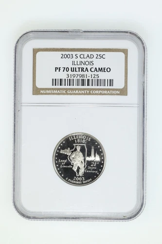 2003 S Clad Proof Illinois State Quarter - NGC PF 70 Ultra Cameo