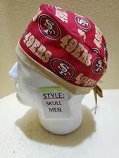 San Francisco 49ers Red NFL Men's Skull/Chemo Surgical Scrub Hat/Cap Handmade