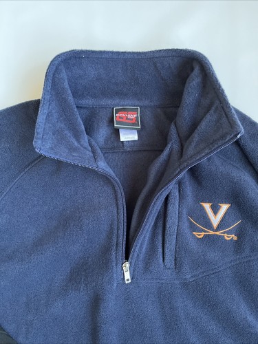 NUEVO CON ETIQUETAS * Pullover de lana azul para hombre University of Virginia Cavaliers 1/4 cremallera - MED - Imagen 6 de 9