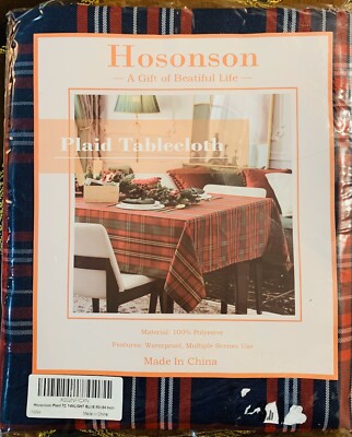NEW HOSONSON PLAID TABLECLOTH WATERPROOF MULTIPLE USES TC TWILIGHT BLUE 60X84