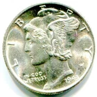1943 Silver Mercury Dime !!  Mint State !!