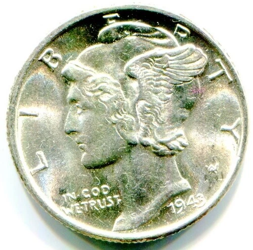 1943 Silver Mercury Dime !!  Mint State !!