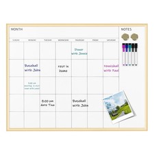 Magnetic Monthly Calendar Whiteboard, 30'' x 20'' Dry Erase Calendar for Wall...