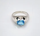 A 925 Vintage Sterling Silver Oval Blue Topaz Solitare Ring Size 8