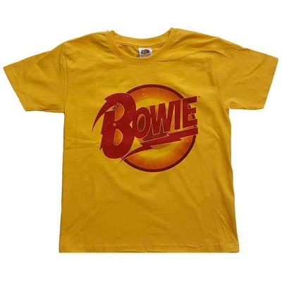 David Bowie Kinder T-Shirt Diamond Dogs Logo neu offiziell gelb Alter 3-14 Jahre