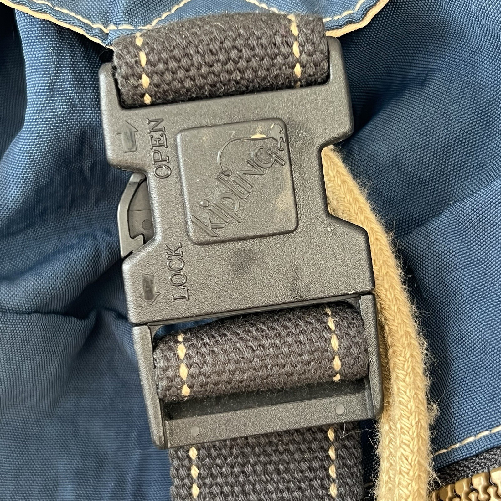 Kipling Y2K Backpack Blue Drawstring Side Zip Wat… - image 4