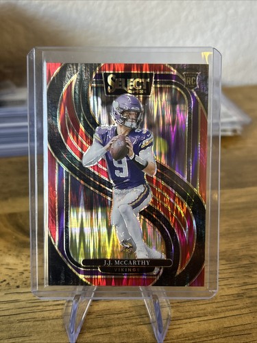 2024 Panini Select - Premier Level J.J. McCarthy #134 Black & Red Shock /249
