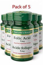 Nature's Bounty Folic Acid 1mg Pack of 5 150 Tablets EXP JULY 2026
