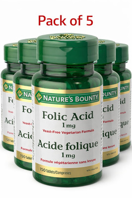 Nature's Bounty Folic Acid 1mg  Pack of 5 (150 Tablets) EXP JULY 2026