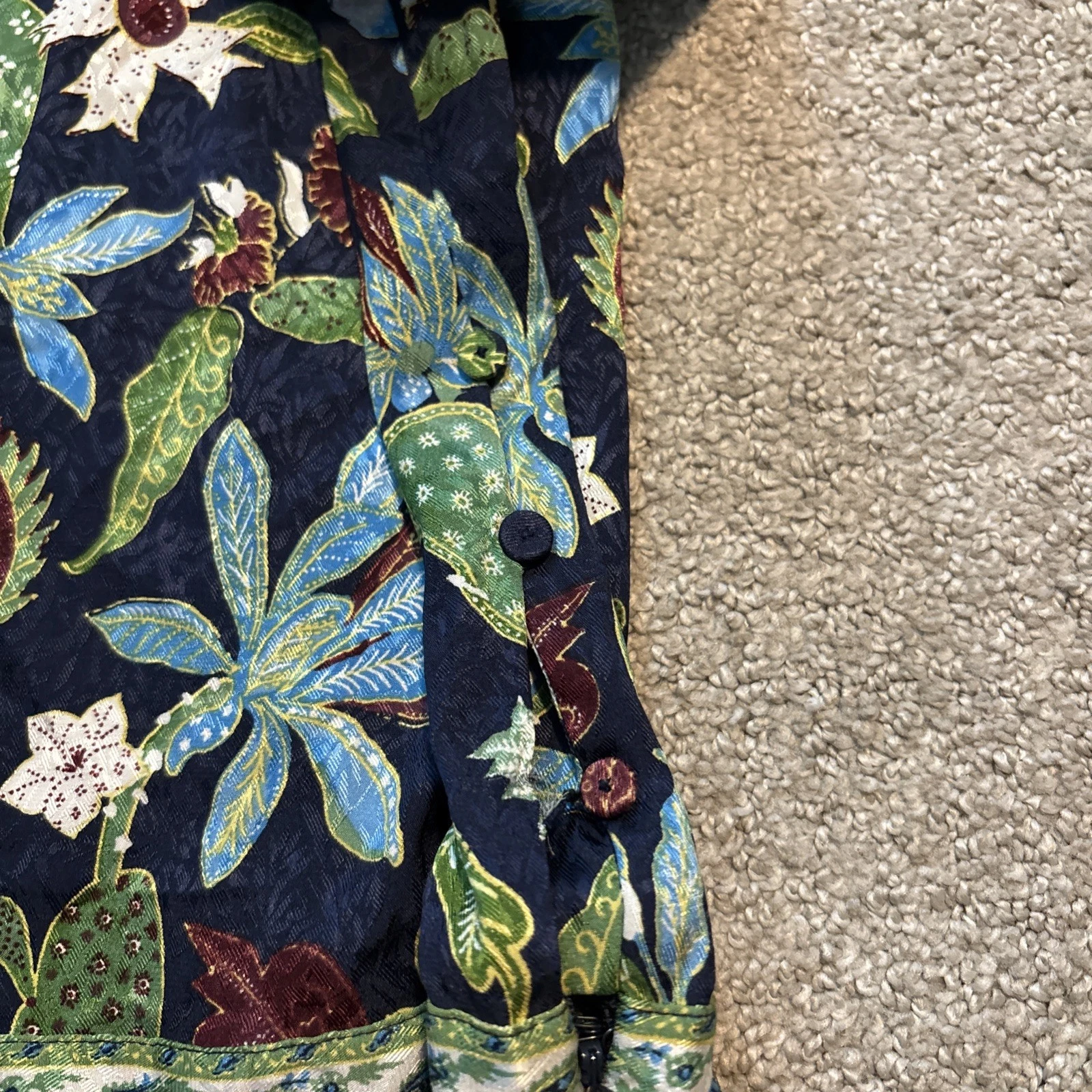 Abito Tory Burch Garden in seta di glicine taglia 6 blu verde floreale scollo a V difetto*