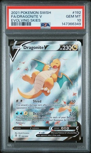 Pokemon Dragonite V 192/203 Alt Full Art Evolving Skies #192 GEM MINT PSA 10