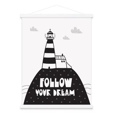 Benjia Magnetic Light Wood Poster Frame Hanger 32x24 32x40 32x48 Inches