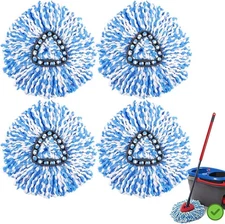 4 Pack Spin Mop Refills O-Cedar Rinse Clean 2-Tank System Replacement Heads.