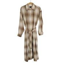 Polo Ralph Lauren 100% Wool Plaid Shirt Dress Belted Midi Maxi Size 12 Academia