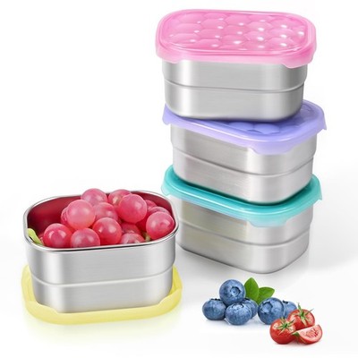 Small 8oz 1 Cup Stainless Steel Snack Containers Kids Toddlers Silicone Lids