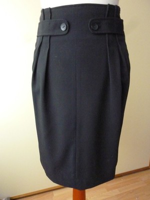 NEU 3Suisses Collection Rock 36 schwarz Pencil Futter midi Falten HighWaist Steg
