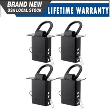 Stake Pocket D Ring Heavy Duty Adjustable Trailer Stake Pocket,Black, 4Pack