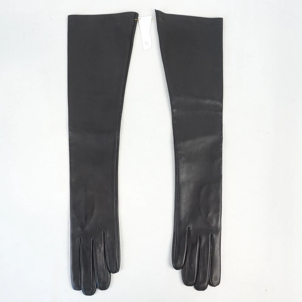 Guante largo de cuero para mujer Cornelia James Elodie hasta el codo en negro - talla 7 Foto 4 de 4