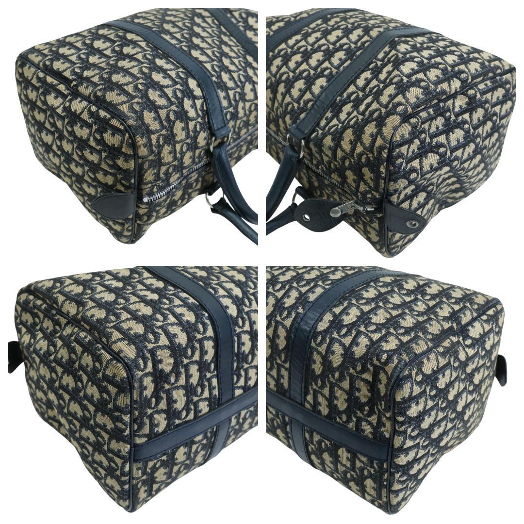 Christian Dior Mini Boston Handbag Canvas Leather Navy Beige Authentic thumbnail 21