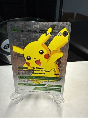 PIKACHU GX Silver Foil Fan Art Card Hp1500000 Go Pikachu     G-Max Thunder
