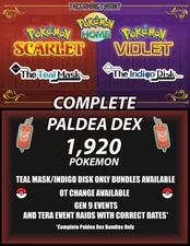 Pokemon Home Scarlet & Violet Complete Paldea/Teal Mask Dex/Indigo Disk