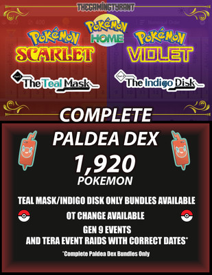 Pokemon Home Scarlet & Violet Complete Paldea/Teal Mask Dex/Indigo Disk
