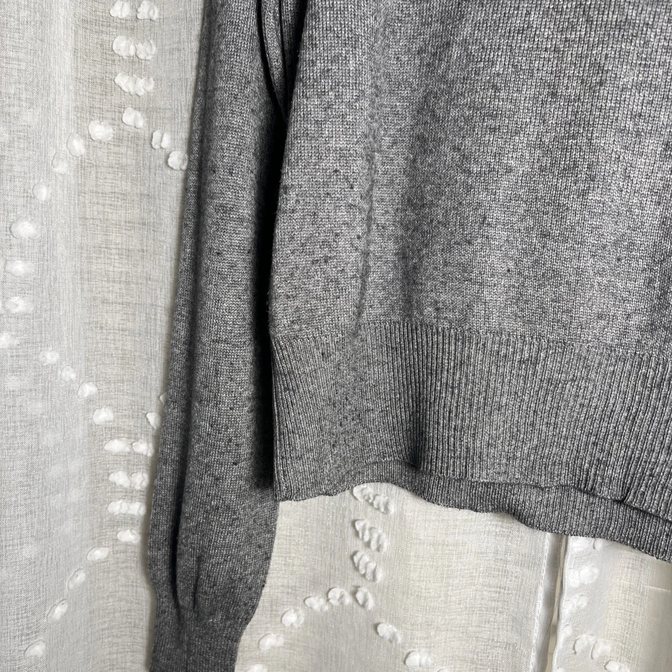 Cárdigan suéter tejido cachemir seda gris manga larga grande The Limited para mujer Foto 4 de 4