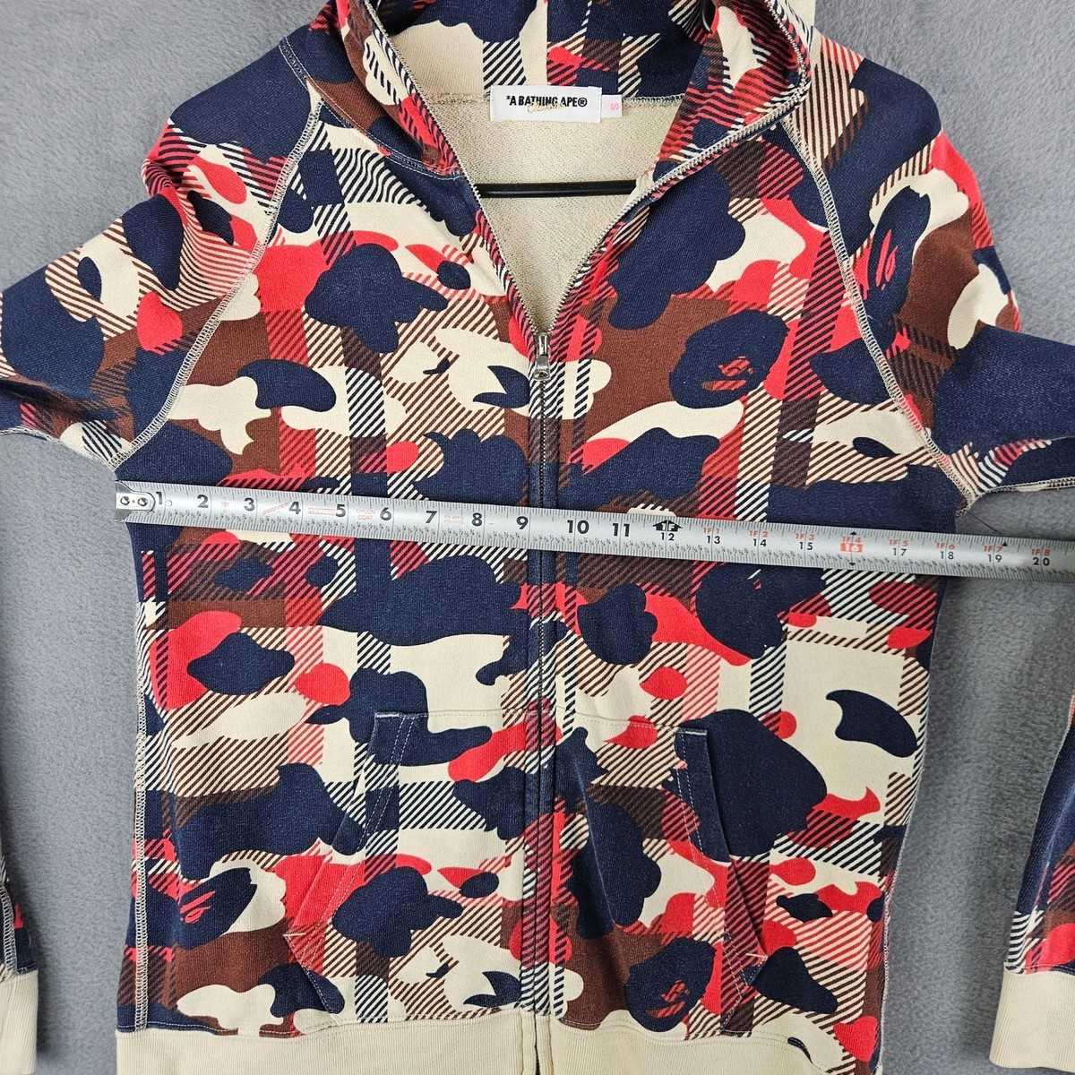 A Bathing Ape BAPE Double Zip Hoodie Love Gene Check Camo Baby Milo Size Small View 4