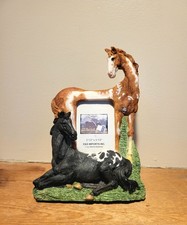 Vintage E & S Imports Painted Horse Equestrian 3D Picture Frame 2.5x3.5 Photo