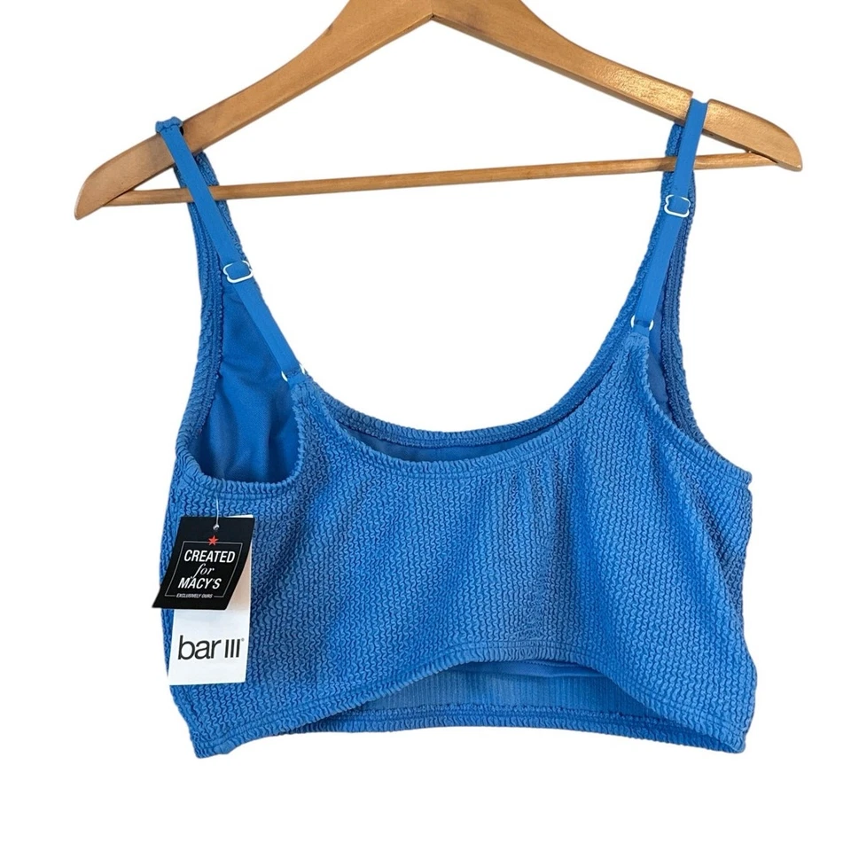 Bar III Women's Scoop Neck Cropped Summer Tank Bra Bikini Top Size L Cobalt NWT - Image 4 of 4