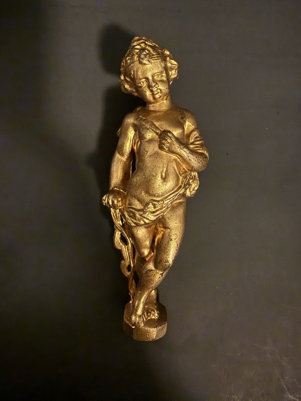 Vintage Gold Cherub Putti Metal Decorative Mount Furniture Clock OrnamentM23