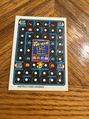 1981 Fleer Ms. Pac-Man Act 3 II Rub-Off Game Card scratched BLUE